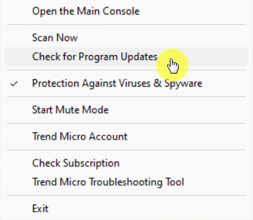 Check for Trend Micro Program Updates on Windows