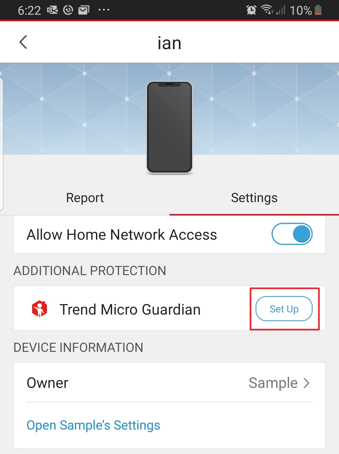 Set up Trend Micro Guardian on Parent Device