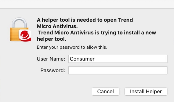 Enter Password to Install Helper Tool