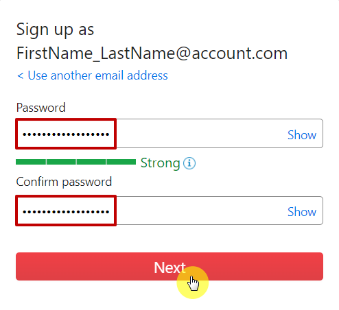 Confirm password to create your Trend Micro Account