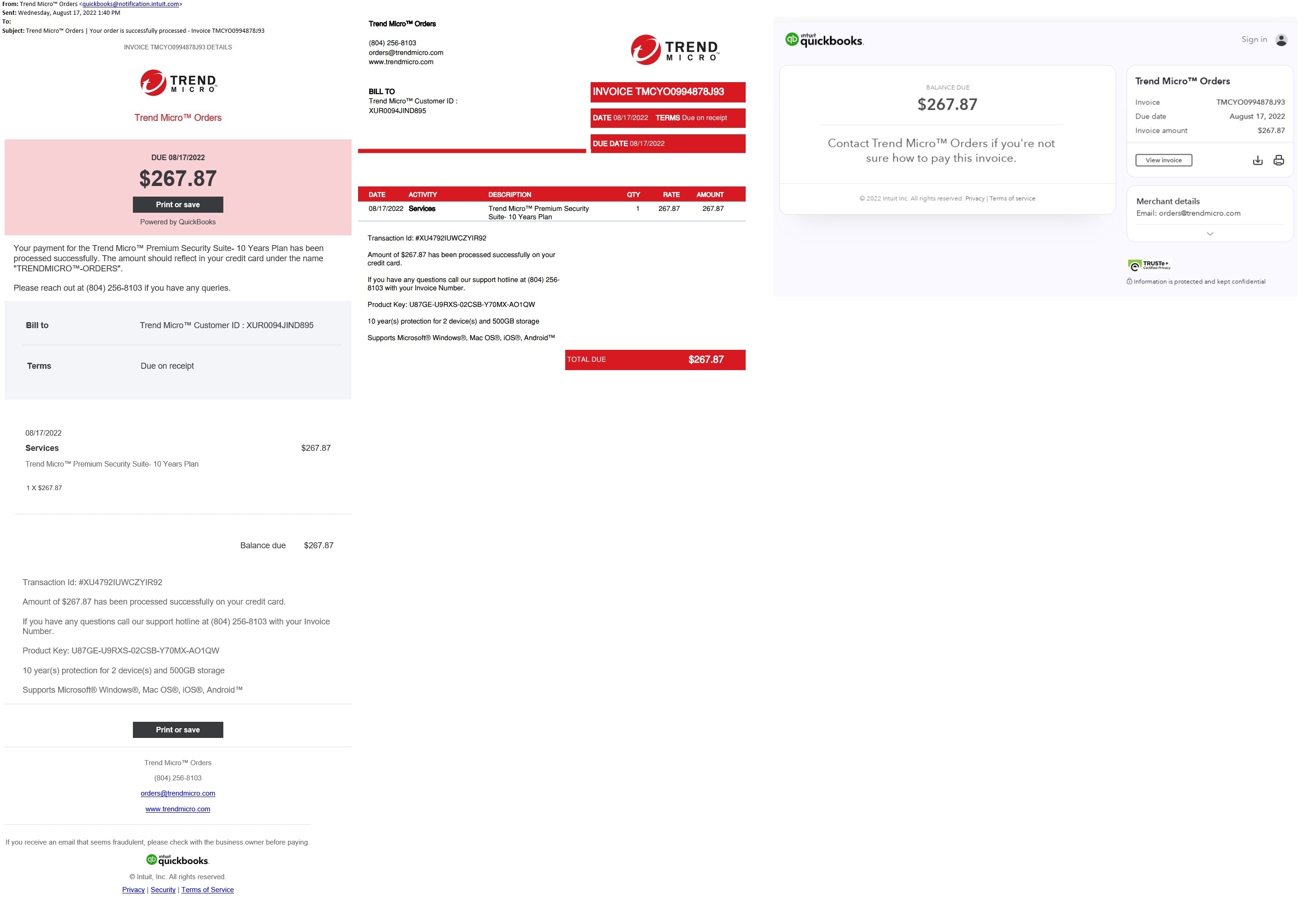 Trend Micro Fake Email Reported August 2022 Sample 1