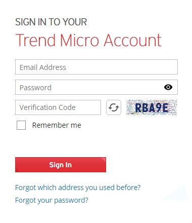 Sign In to your Trend Micro Account