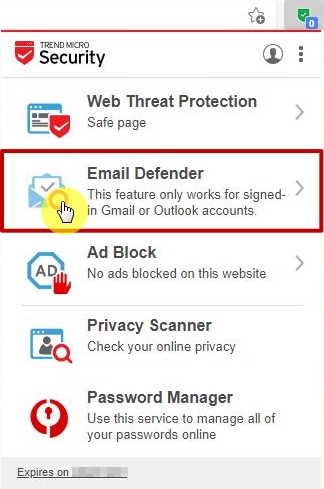 Disable Trend Micro Email Defender in Microsoft Edge